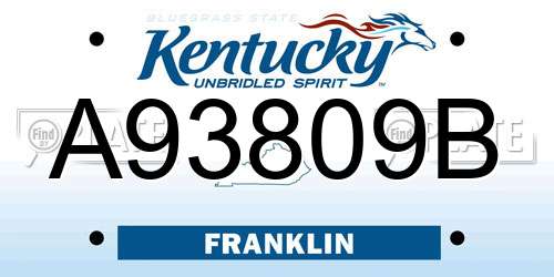 A93809B Kentucky License Plate