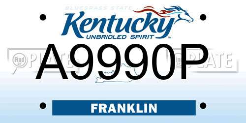 A9990P Kentucky License Plate