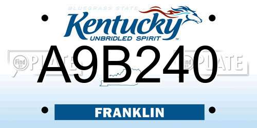 A9B240 Kentucky License Plate
