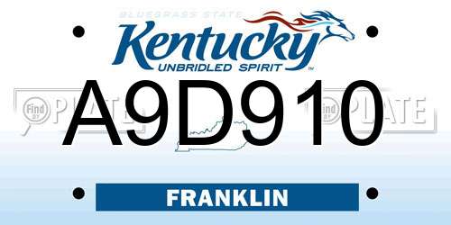 A9D910 Kentucky License Plate
