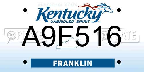 A9F516 Kentucky License Plate
