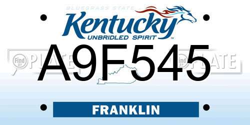 A9F545 Kentucky License Plate