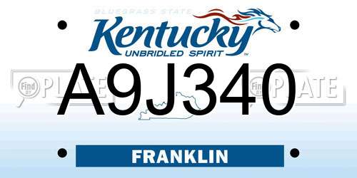 A9J340 Kentucky License Plate