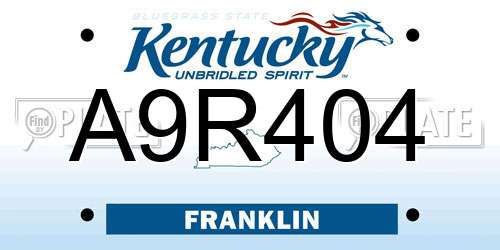 A9R404 Kentucky License Plate