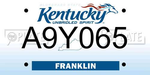 A9Y065 Kentucky License Plate