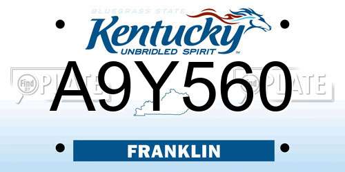 A9Y560 Kentucky License Plate