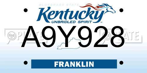 A9Y928 Kentucky License Plate