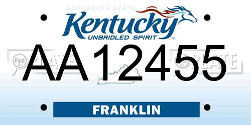 AA12455 Kentucky License Plate