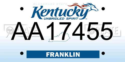 AA17455 Kentucky License Plate