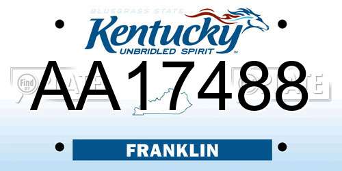 AA17488 Kentucky License Plate
