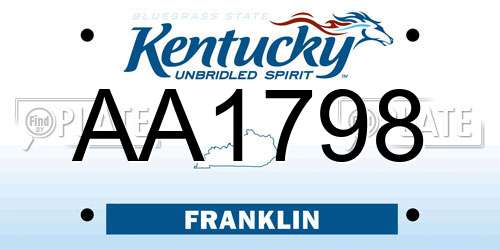AA1798 Kentucky License Plate