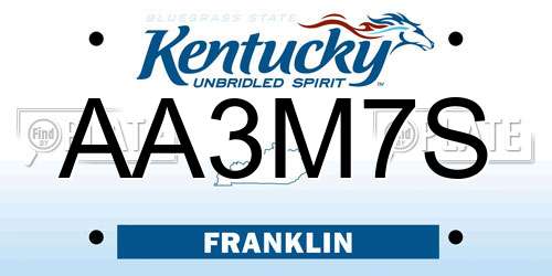 AA3M7S Kentucky License Plate