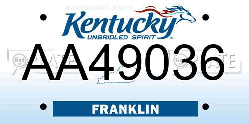 AA49036 Kentucky License Plate
