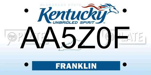 AA5Z0F Kentucky License Plate