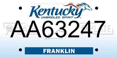 AA63247 Kentucky License Plate