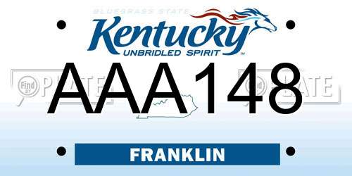 AAA148 Kentucky License Plate
