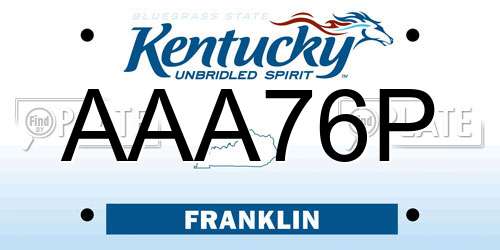 AAA76P Kentucky License Plate
