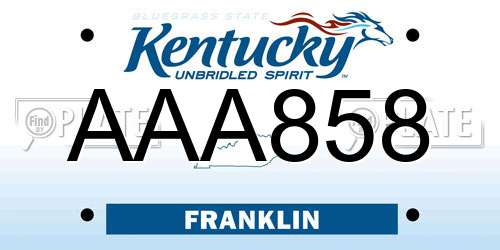 AAA858 Kentucky License Plate