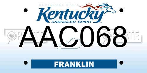 AAC068 Kentucky License Plate