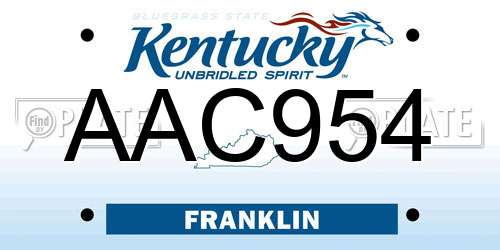 AAC954 Kentucky License Plate