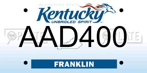 AAD400 Kentucky License Plate