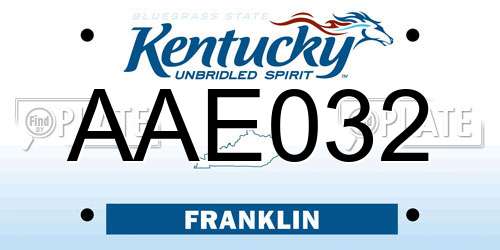 AAE032 Kentucky License Plate