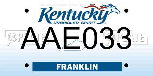 AAE033 Kentucky License Plate