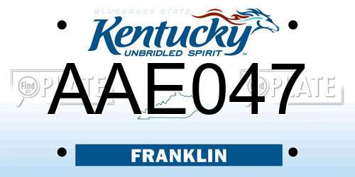 AAE047 Kentucky License Plate