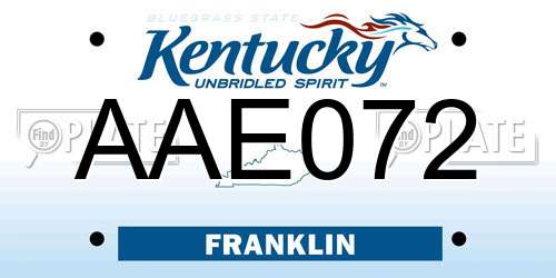 AAE072 Kentucky License Plate