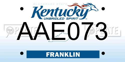 AAE073 Kentucky License Plate
