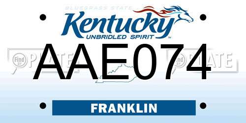 AAE074 Kentucky License Plate