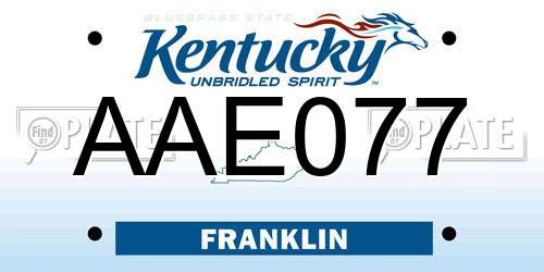 AAE077 Kentucky License Plate