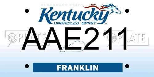 AAE211 Kentucky License Plate