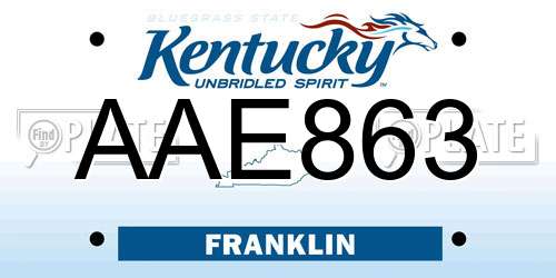 AAE863 Kentucky License Plate