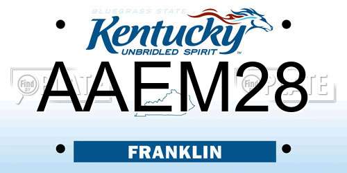 AAEM28 Kentucky License Plate