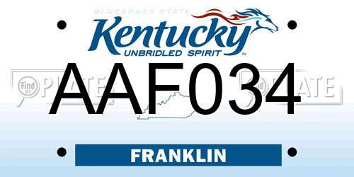 AAF034 Kentucky License Plate