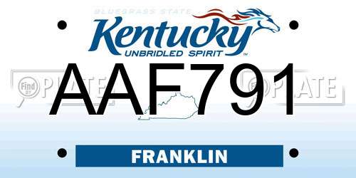 AAF791 Kentucky License Plate