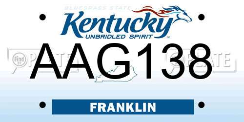 AAG138 Kentucky License Plate