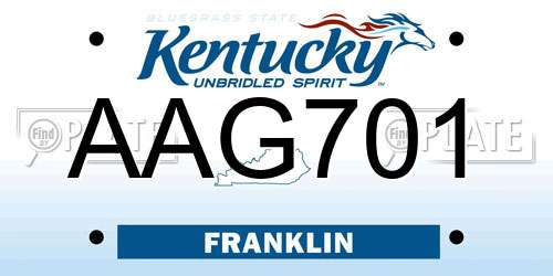AAG701 Kentucky License Plate