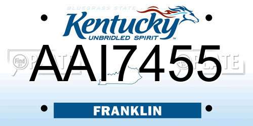 AAI7455 Kentucky License Plate