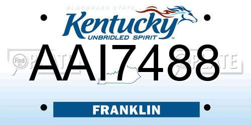 AAI7488 Kentucky License Plate