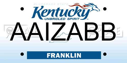 AAIZABB Kentucky License Plate