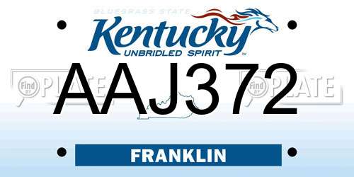 AAJ372 Kentucky License Plate