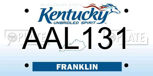 AAL131 Kentucky License Plate