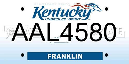 AAL4580 Kentucky License Plate
