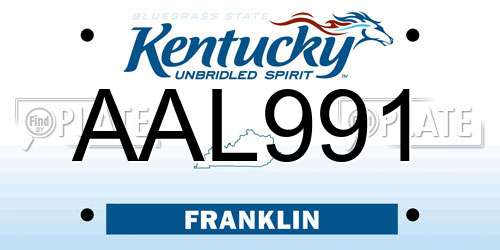 AAL991 Kentucky License Plate