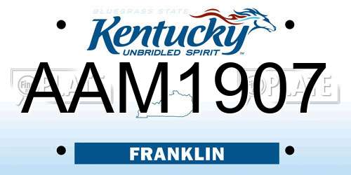 AAM1907 Kentucky License Plate