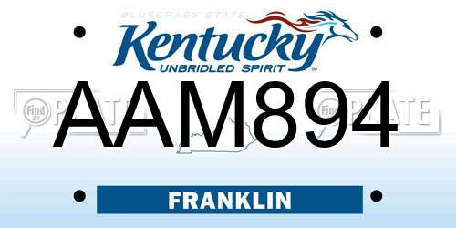 AAM894 Kentucky License Plate