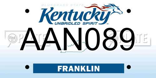 AAN089 Kentucky License Plate