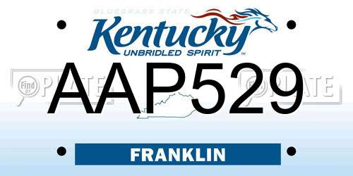 AAP529 Kentucky License Plate